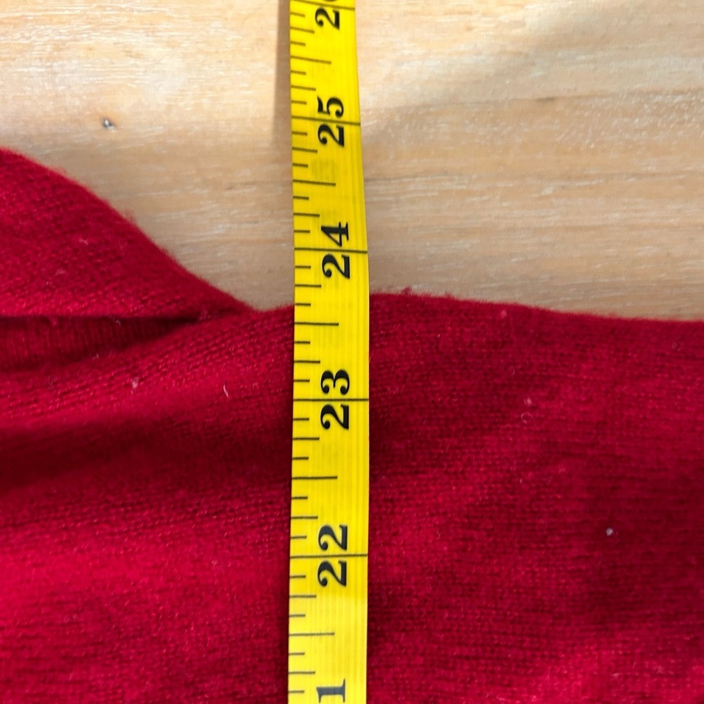Neiman Marcus Cashmere Sweater Womens L Red Boxy Rainbow Accent Buttons Pockets - Picture 6 of 7